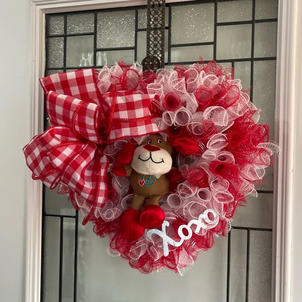 *Valentine's Day Red Heart Dan Dee Plush Wreath for Front Door